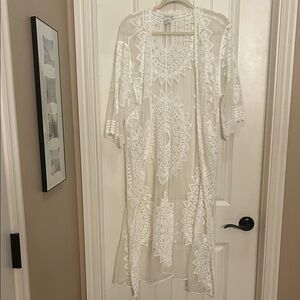 Rachel Zoe White Lace one size Kimono Jacket